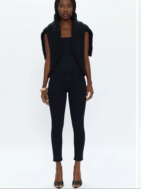 Pistola mid rise skinny jeans stretch cropped crop 26 silicone black